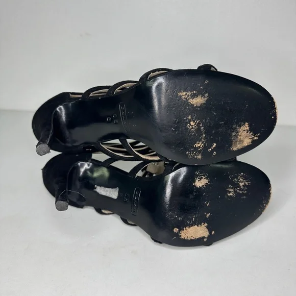 Coach Black Velvet Stiletto Holiday Heels With Silver Metal Bows sz 8.5 - Picture 8 of 9